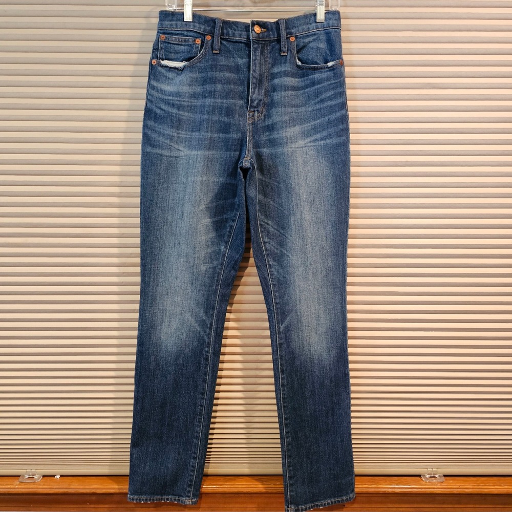 Madewell High-Rise Slim Boyjean Medium Wash Denim Womens 28 Whiskers Stretch